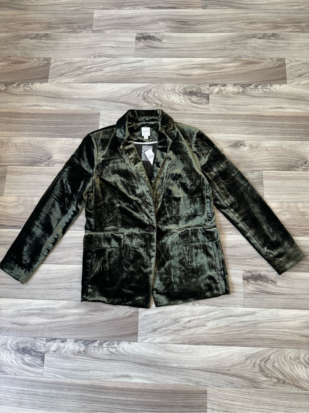 NWT Anthropologie Maeve The Tessie Blazer Velvet Edition Olive Green Size Small